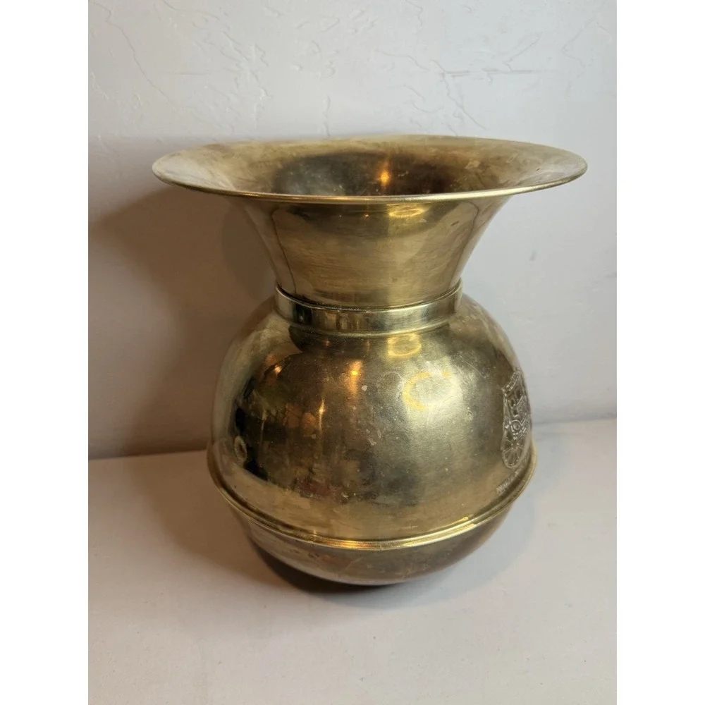 Vtg Wells Fargo & Co Overland Stage Brass Spittoon Bucket 11
